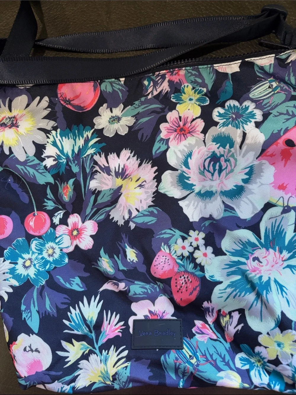 Vera Bradley in garden picnic navy crossbody bag